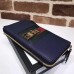 Gucci Web Sylvie Leather Zip Around Wallet 476083 Navy Blue 2017