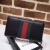 Gucci Web Sylvie Leather Zip Around Wallet 476083 Black 2017