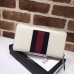 Gucci Web Sylvie Leather Zip Around Wallet 476083 White 2017