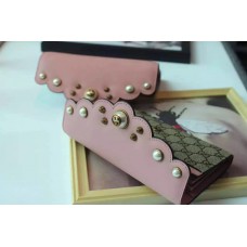 GUCCI Peony GG Supreme canvas continental wallet 431474 PINK