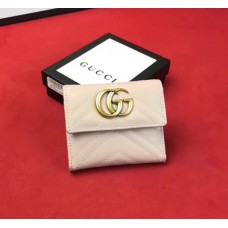 Gucci GG Marmont Matelassé Chevron Leather Wallet 474802 White 2018