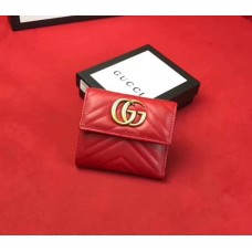 Gucci GG Marmont Matelassé Chevron Leather Wallet 474802 Hibiscus Red 2018