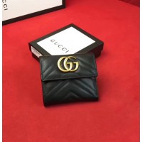 Gucci GG Marmont Matelassé Chevron Leather Wallet 474802 Black 2018