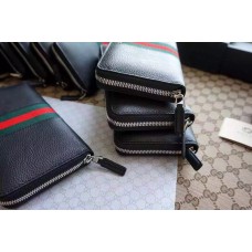 Gucci Web leather zip around wallet 408831