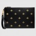 Gucci Bee Star Leather Portfolio Pouch