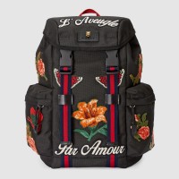 Gucci Black Backpack With Embroidery