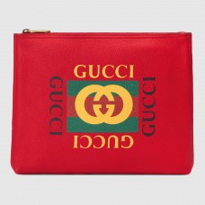 Gucci Red Print Leather Medium Portfolio