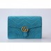 Gucci Petrol Blue GG Marmont Velvet Clutch Bag