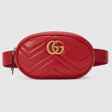 Gucci GG Marmont Belt Bag In Red Matelasse Leather