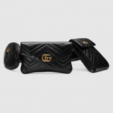 Gucci Black GG Marmont Matelasse Multi Belt Bag