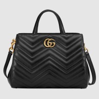 Gucci Black GG Marmont Small Matelasse Top Handle Bag