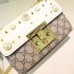 Gucci White Padlock Studded GG Supreme Shoulder Bag