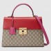 Gucci Red Medium Padlock GG Supreme Top Handle Bag