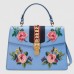 Gucci Blue Flower Sylvie Medium Top Handle Bag