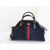 Gucci Navy Suede RE(BELLE) Medium Top Handle Bag