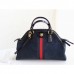 Gucci Navy Suede RE(BELLE) Medium Top Handle Bag