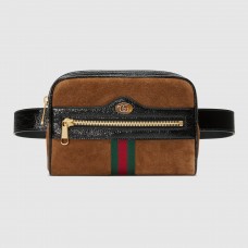 Gucci Small Ophidia Belt Bag In Brown Suede Leather