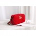 Gucci Red GG Marmont Velvet Small Shoulder Bag