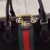 Gucci Black Suede Ophidia Medium Boston Bag