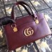 Gucci Burgundy Arli Large Top Handle Leather Bag