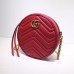 Gucci Red GG Marmont Mini Round Shoulder Bag