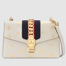 Gucci White Sylvie Bee Star Small Shoulder Bag