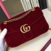 Gucci Bordeaux GG Marmont Small Velvet Shoulder Bag