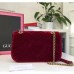 Gucci Bordeaux GG Marmont Small Velvet Shoulder Bag