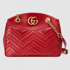 Gucci Red GG Marmont Medium Matelasse Tote Bag