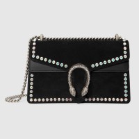 Gucci Black Dionysus Suede Crystal Small Shoulder Bag