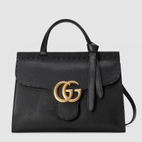 Gucci Black GG Marmont Small Top Handle Bag