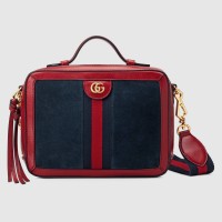 Gucci Blue Suede Ophidia Small Handle Shoulder Bag