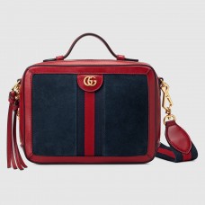 Gucci Blue Suede Ophidia Small Handle Shoulder Bag