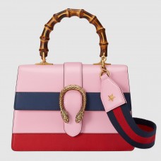 Gucci Pink Stripe Dionysus Small Bamboo Top Handle Bag