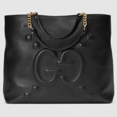 Gucci Black Medium GG Leather Tote