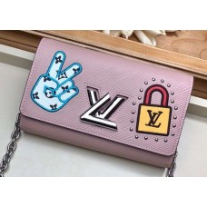 Louis Vuitton LV Stories Epi Leather Twist Chain Wallet M63320 Pink 2019