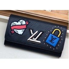 Louis Vuitton LV Stories Epi Leather Twist Wallet M63456 Black 2019