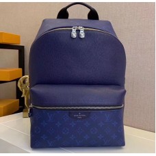 Louis Vuitton Monogram Canvas and Taiga Leather Discovery Backpack PM Bag M30229 Blue 2019