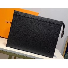 Louis Vuitton Pochette Voyage MM Bag Taiga Leather M30547 Black