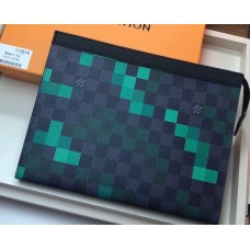 Louis Vuitton Pochette Voyage MM Bag Damier Graphite Canvas Pixel N60176 Green