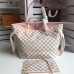 Louis Vuittom damier azur Canvas Neverfull MM Bag  Rose Ballerine N41605