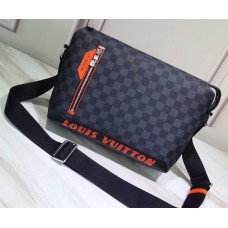 Louis Vuitton Damier Cobalt Canvas Discovery Messenger PM Bag Orange Logo 2019