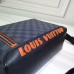 Louis Vuitton Damier Cobalt Canvas Discovery Messenger PM Bag Orange Logo 2019