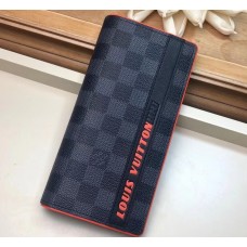 Louis Vuitton Damier Cobalt Canvas Brazza Wallet Orange Logo 2019