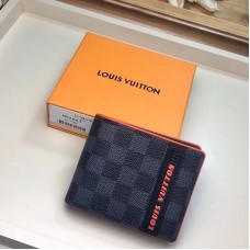 Louis Vuitton Damier Cobalt Canvas Multiple Wallet Orange Logo 2019