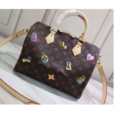 AAA Quality Louis Vuitton Speedy Bandouliere 25 Handbag Embossed Grained Cowhide  Leather Black M58273