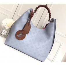 Louis Vuitton Mahina Calf Leather Carmel Hobo Bag Bleu 2019