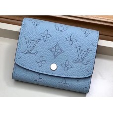 Louis Vuitton Mahina Leather Iris Compact Wallet M67406 Bleu Horizon Pumpkin 2019