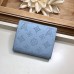 Louis Vuitton Mahina Leather Iris Compact Wallet M67406 Bleu Horizon Pumpkin 2019