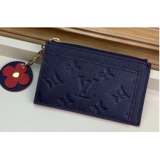 Louis Vuitton Flower Monogram Empreinte Zipped Card Holder M68338 Navy Blue 2019